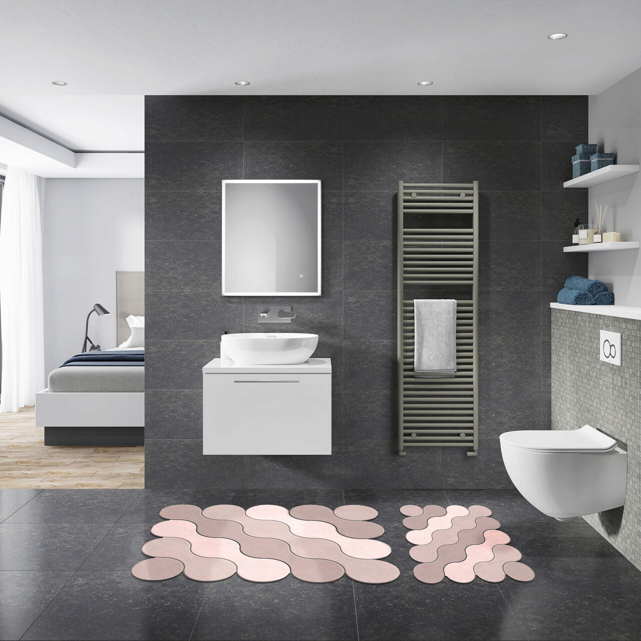 Set covorase de baie, L'essentiel Maison, 21011715Pu, Roz pudra - imagine 6